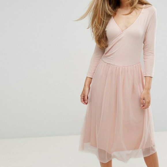 Vero Moda Dresses & Skirts - Vero Moda Wrap Tulle Skirt Dress Ballet Peach 3/4